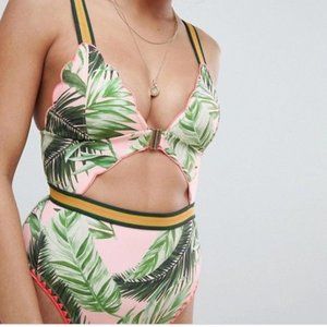 River Island Tropical Print One Piece Swimsuit